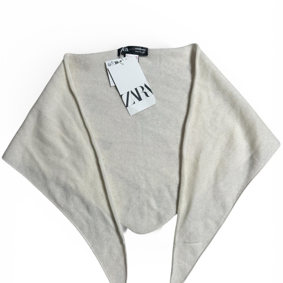 Zara Cream Cashmere Triangle Scarf New! - Picture 4 of 7